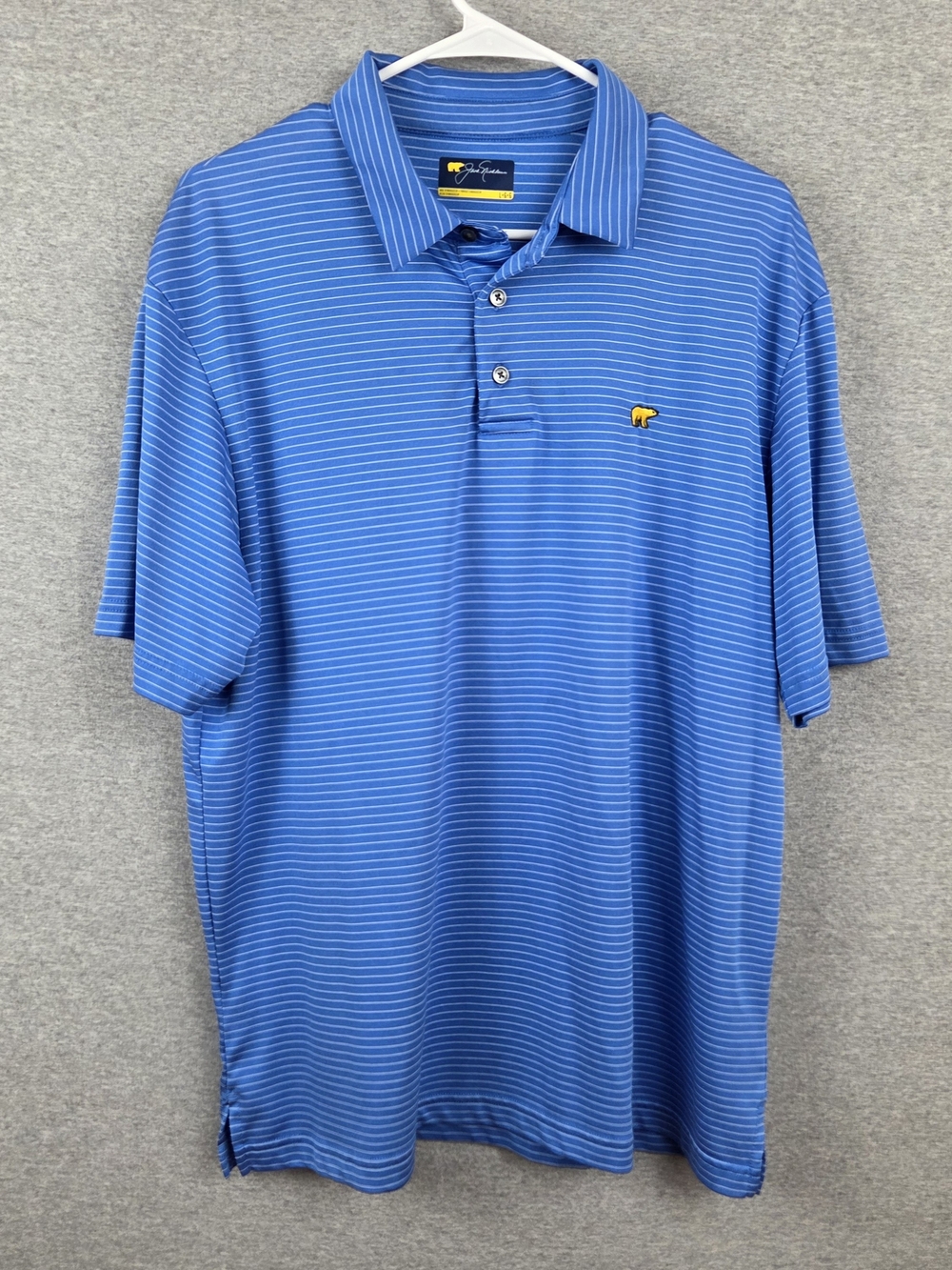 Jack Nicklaus Men's Blue And White Striped Polo Golf Shirt Lg